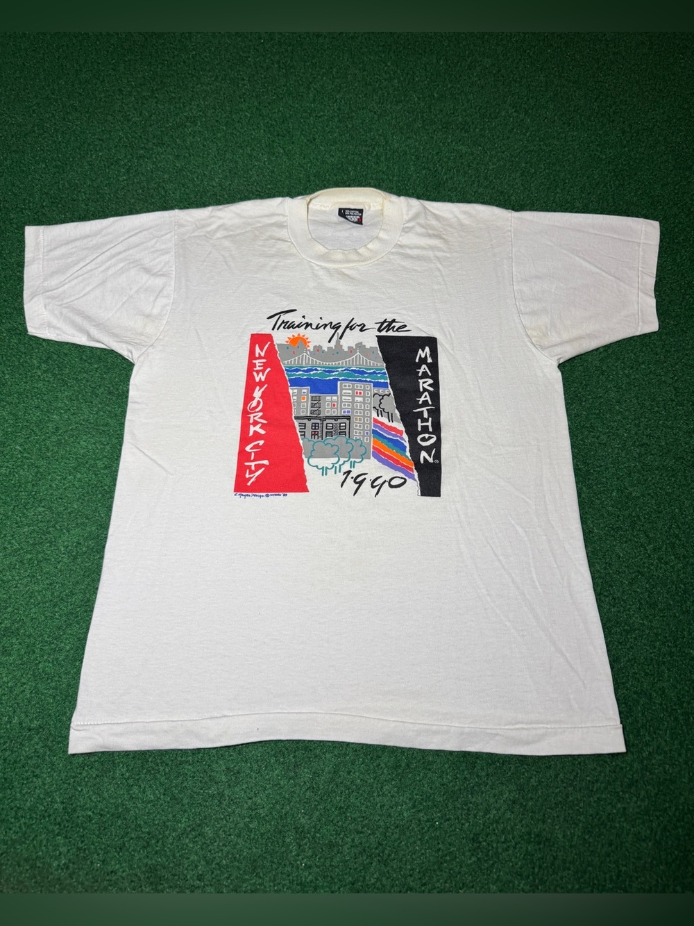 NYC Marathon Vintage T Shirt 90s New York City Retro M/L Running Shirt